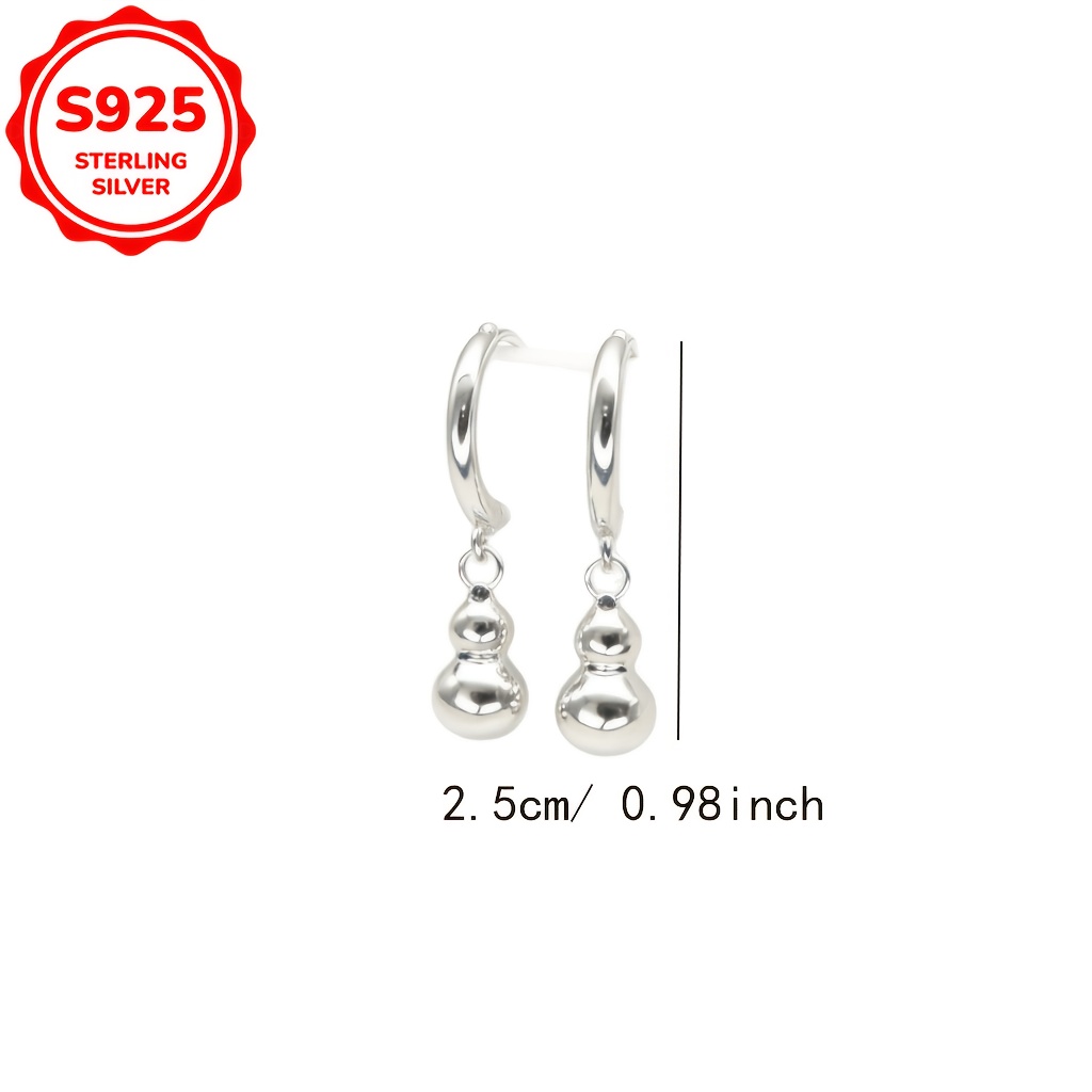 Women's S925 Silver Gourd Earrings with Auspicious Meaning